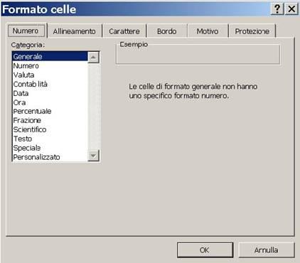 effettuare modifiche di un particolare aspetto del nostro documento. 5.1.1 Il formato Numero La prima scheda (Figura 49) è quella che riguarda il numero.