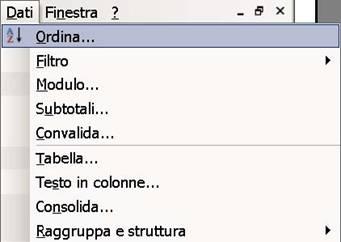 Figura 108: Database con i dati da ordinare La Figura 108 mostra un esempio di database con i dati inseriti alla rinfusa.