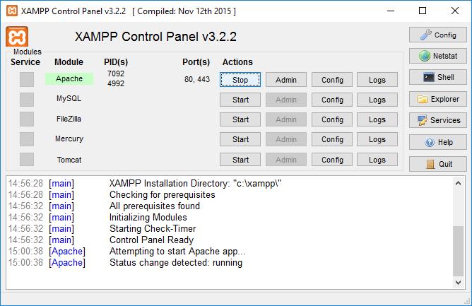 Apache file di configurazione e cartelle cartella DocumentRoot o dove posizionare le pagine/applicazioni web o C:\xampp\htdocs (in Windows) cartella ServerRoot o dove Apache viene installato o
