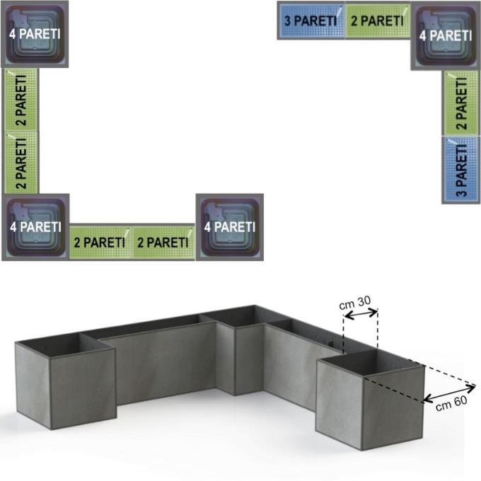 figura. Le lastre in gres sono sempre cm 60 60, cambia la larghezza da cm 63 a cm 33.