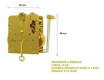 lunghezza pendolo diversa Euro 47,00 141-030/38 Movimento a pendolo carica 14 gg suoneria