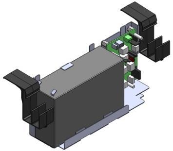 8. INSTALLAZIONE DEL DISPOSITIVO DI ALIMENTAZIONE A BATTERIA SL5BD, SL5BD2 - Fissare mediante aggancio frontale, il dispositivo di alimentazione a batteria sul profilo cassonetto.