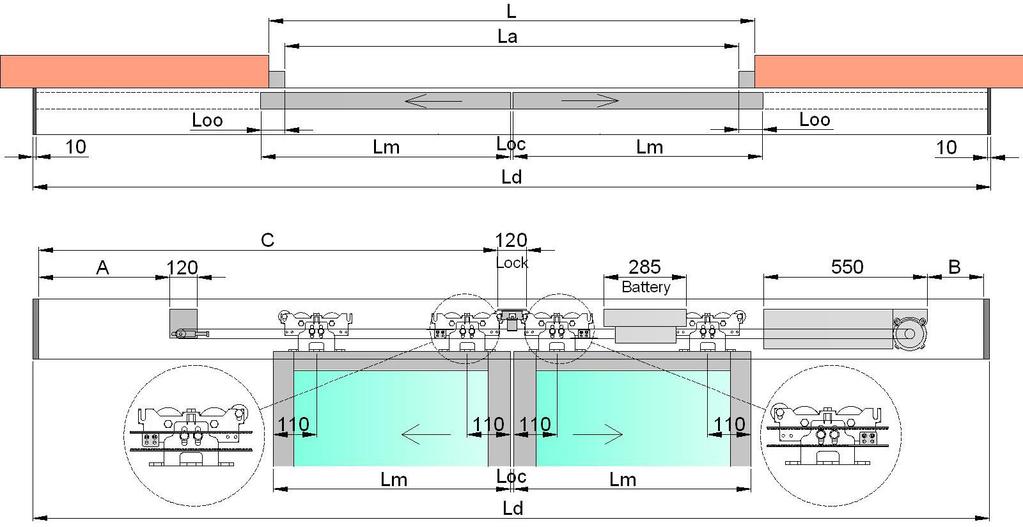 4. DIMENSIONAMENTO DELL AUTOMAZIONE Il corretto dimensionamento di una porta automatica scorrevole dipende dalle dimensioni del vano muro e dagli ingombri reali presenti in sito.