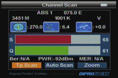 Scansione (SCAN TP) SCAN TP effettua la scansione del transponder attualmente selezionato e