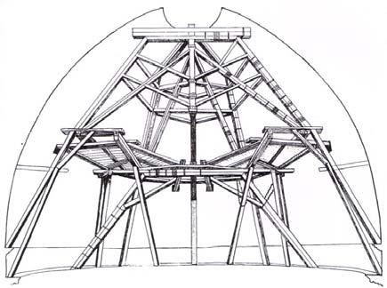 realizzazione, ma basandosi solo sulle proprie Capacità e Intuito e su elementari principi strutturali. Fasi Costruttive della cupola. Ipotesi Nunziata Fase 1.