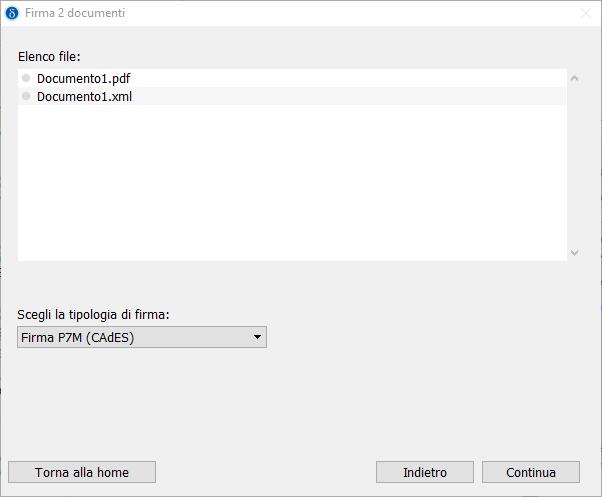 Pagina 19 di 40 Al termine, procedere con un clic sul pulsante Continua. 3.3.2 Impostazioni per firma PDF Se sono stati selezionati esclusivamente documenti con estensione.