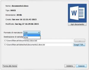 Pagina 28 di 40 Come mostrato nel menù Formato di marcatura il documento marcato potrà assumere l estensione.tsd o.m7m.