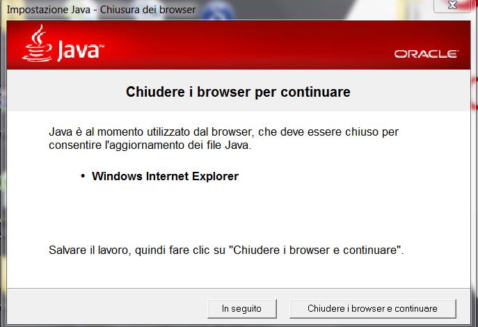 Si aprirà la schermata di benvenuto in Java.