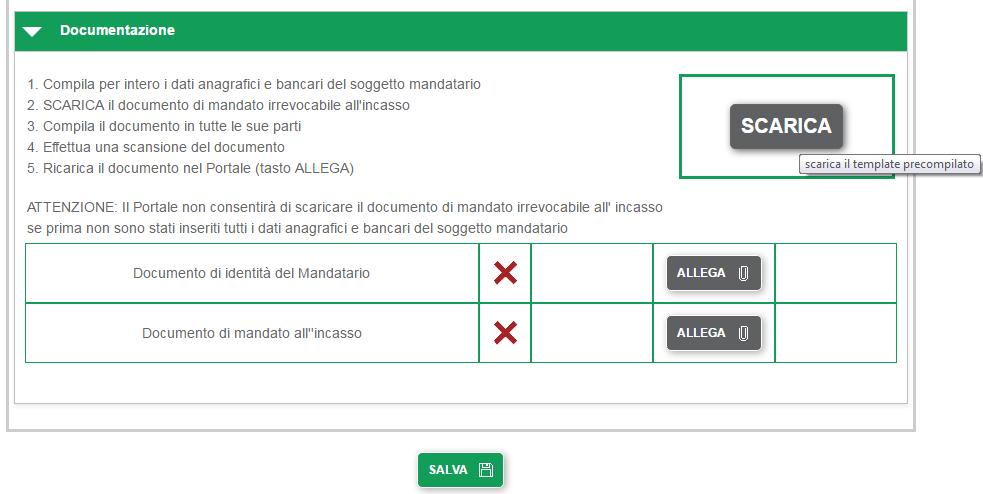 Infine, il SR dvrà allegare la seguente dcumentazine bbligatria, in frmat pdf, e prcedere cn l invi della richiesta di