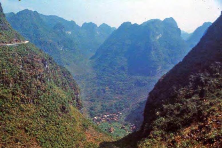 Carso a Cockpit (Guangxi, Cina) Nelle regioni caldo-umide un paesaggio caratteristico è il Carso a Cockpit: si tratta di raggruppamenti di doline a stretto contatto e contorno poligonale separate da