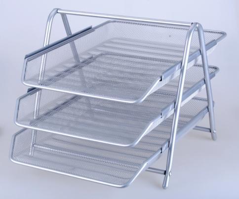 Scorrevoli e con Piedi antiscivolo.  Metal Set 3 level Document tray with Anti-skid pads.