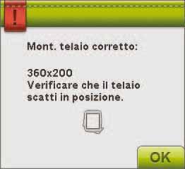 Montare il telaio corretto e le dimensioni del telaio montato sulla macchina non coincidono con quelle visualizzate sullo schermo, la macchina non ricama.