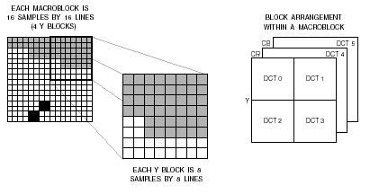 Slice e Macroblocchi Un frame MPEG è composto da slice. Slice: una sequenza contigua di macroblocchi disposti da sinistra verso destra, alto verso il basso.