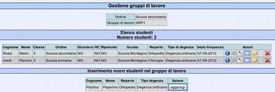 Composizione gruppi di lavoro Una volta associati gli insegnanti ad un gruppo di lavoro, è necessario inserire gli studenti. Per questo è stata realizzata la funzione Composizione gruppi di lavoro.