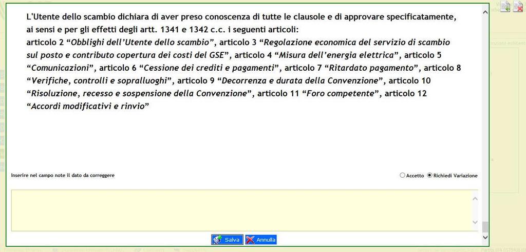 Figura 4 - Preview della convenzione Selezione Richiedi Variazione Premendo su Premendo su l utente verrà