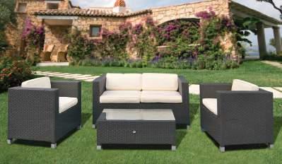 FI94362 547,00 MARATEA Struttura in acciaio verniciato - polyrattan resistente ai raggi UV, non tossico finiture colore melange - tavolino rettangolare