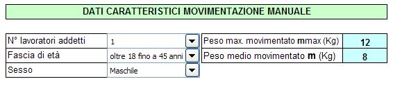 SOLLEVAMENTO E TRASPORTO In questo foglio di lavoro occorrerà indicare i diversi campi colorati in celestino chiaro ed effettuare alcune scelte mediante specifici combo-box, come illustrato nelle