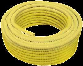 GUAINA PER TUBAZIONI GAS IN PVC SPIRALATO DA SOTTOTRACCIA PVC SPIRALATO PLASTIFICATO ANTISCHIACCIAMENTO INTERNO LISCIO COLORE GIALLO AUTOESTINGUENTE VLO TEMPERATURA ESERCIZIO: DA -15 C A +60 C