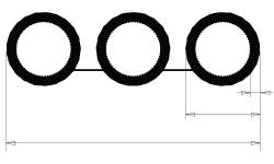 costituito da tre tubi in PEAD di colorero dello stesso diametro e posti sullo stesso piano orizzontale, estrusi con profilo unico e uniti