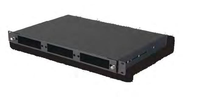 1 CASSETTA DI DISTRIBUZIONE Cassetta di distribuzione MPO/MTP per 12 adattatori SC Simplex o 12 LC Duplex sul pannello frontale e 2 adattatori MPO/MTP nel pannello posteriore. 3300.0378.