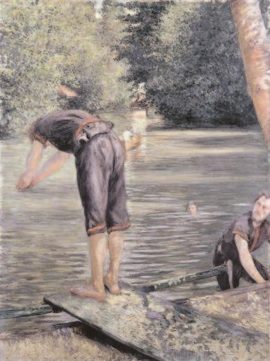 Il mecenate degli Impressionismo A sinistra, Bagnanti sulle rive dello Yerres, 1878 (foto Comité Caillebotte). A destra, Canoe sullo Yerres, 1878 (foto Musée des Beaux-Arts de Rennes).