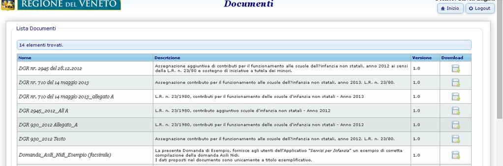 un fac-simile di domanda compilata: per scaricarla dal Menu Principale cliccare su Ulteriori