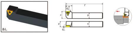 TORNITURA 12 STFCR Porta inserti per tornitura NEW SECTION DX Dimensioni (mm) Dmin Ød h L s θ e Inserto (non incluso) Vite Chiave S08K-STFCR09 54,00 37,00 10 08 7 125 5-10 14 S10K-STFCR09 54,00 37,00