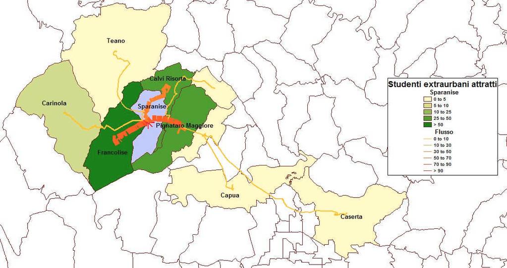 Tabella 31 Primi sei comuni per numero di studenti nel bacino degli istituti superiori di Sparanise Sparanise Sparanise 166 50% Francolise 61 18% Pignataro Maggiore 49 15% Calvi Risorta 34 10%