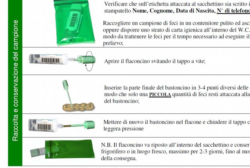 necessario ad eseguire il prelievo con l apposita asticella. Il test va effettuato su un solo campione.