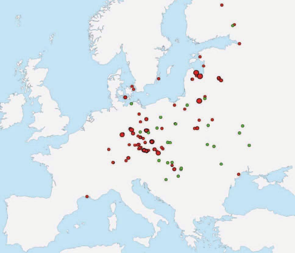 Areale riproduttivo delle popolazioni di Folaga che raggiungono l Italia desunto dai dati di inanellamento/ricattura (dimensione del campione analizzato = 418).