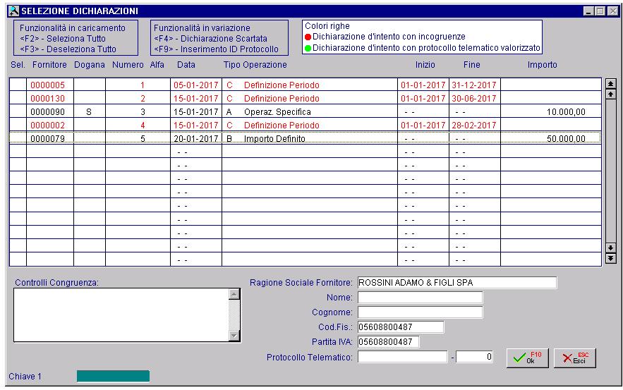 DICHIARAZIONI DI INTENTO DAL 1 MARZO 2017 Comunicazione dichiarazioni di intento emesse In fase di caricamento di una nuova Comunicazione dichiarazioni di intento emesse, risulteranno congruenti e