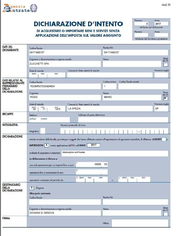 AD HOC WINDOWS DICHIARAZIONI DI INTENTO DAL 1 MARZO 2017 Stampa modello Introdotto il nuovo modello, che non presenta più il tipo operazione Definizione periodo.