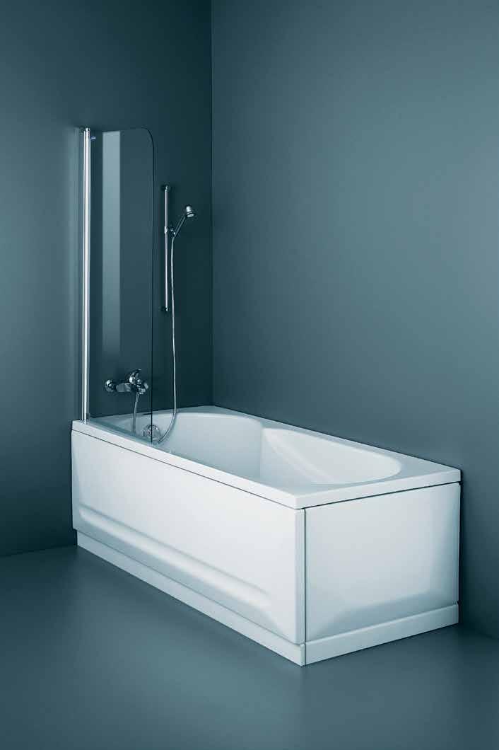 x 433 mm SWINGLINE, TRATTI DISTINTIVI Porta a pendolo a anta per la vasca da bagno 5 larghezze standard Altezza standard della parete doccia pari a 400 mm Consente