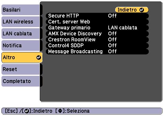 Elenco delle funzioni 142 Sottomenu Ind. IP notificto Funzione Immettere l indirizzo IP del computer cui invire notifiche dello stto opertivo del proiettore utilizzndo l funzione di notific PJLink.