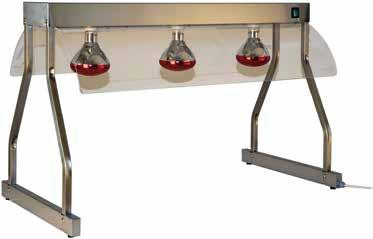 l Sistema componibile per riscaldamento ad infrarossi 08. ESPOSIZIONE Mantenitori e piani per esposizione cibo Struttura in lamiera di acciaio inox AISI 0. Riscaldamento mediante resistenza elettrica.