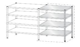 Sono inoltre disponibili, per tutti i modelli di scaffalature, anche le altezze 1.00, 1.600 e 2.000 e le profondità 00 e 600. 08.