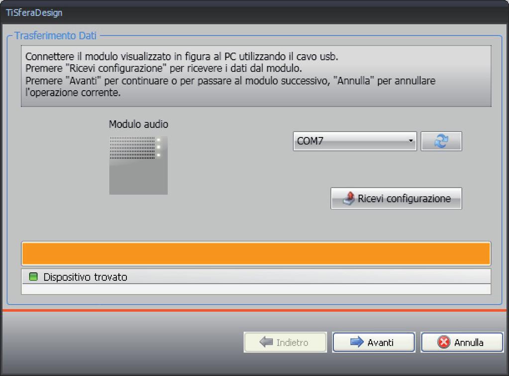 Connessione dei dispositivi al PC Per eseguire Invia o Ricevi configurazione, Aggiorna firmware e Richiedi info dispositivo, è necessario collegare i dispositivi al PC Utilizzando un cavo USB-miniUSB.