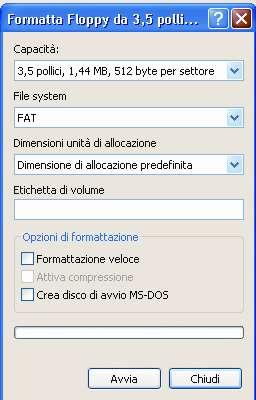 In tal modo: si ha la cancellazione di tutti i dati presenti sul disco; il sistema operativo verifica l integrità del disco segnalando eventuali difetti riscontrati.