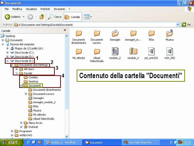 Esplorare le Risorse Con un clic sull icona della Cartella Documenti personale, nel riquadro destro della finestra viene mostrato il contenuto di tale cartella.