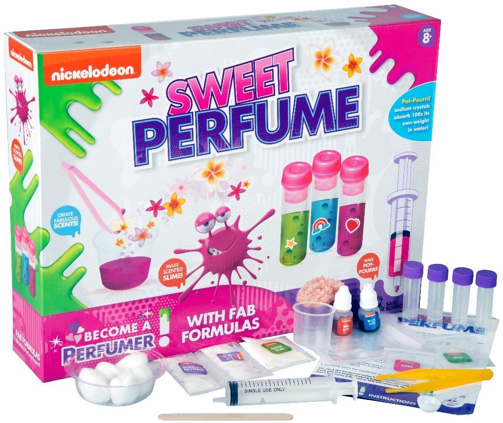 8+ 65-7281 Sweet Perfume Dolci Profumi Caratteristiche: Inventa favolose fragranze per ogni occasione speciale con il kit Nickelodeon per la creazione di profumi.