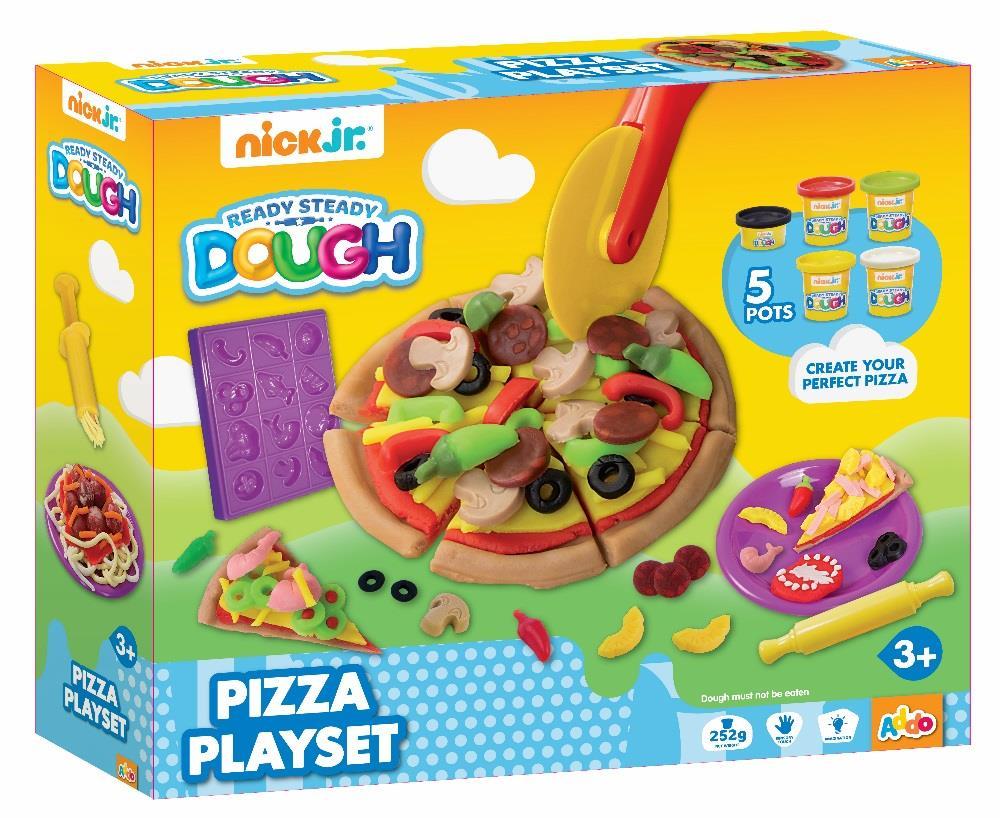 3+ 318-13105-N Nick Jr Pizza Playset Caratteristiche: Prepara una fantastica pizza per i tuoi amici coi tuoi ingredienti preferiti. Anche meglio di quella della mamma! Include 5 vasetti ass.