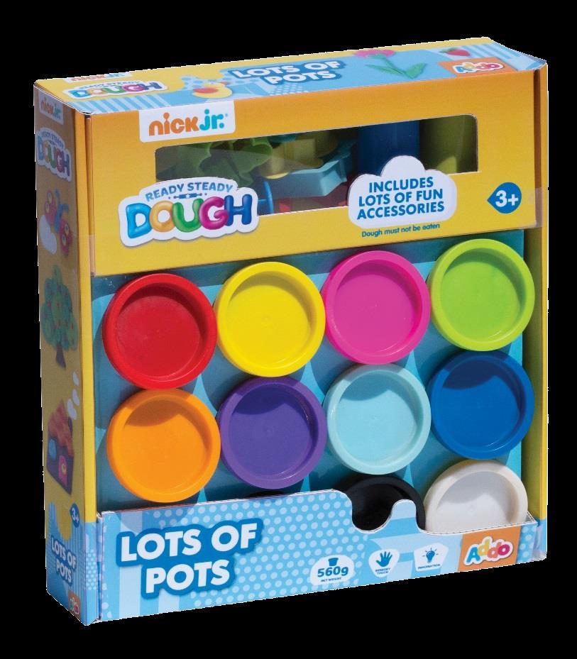 3+ 318-13104-N Nick Jr Lots of Pots Caratteristiche: Tanta pasta colorata, tanti accessori, è tutto quello che serve per iniziare a creare. Divertimento senza fine! Include 10 vasetti ass.