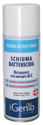 Art. 910 Hygien Active Foam SCHIUMA BATTERICIDA Disinfettante per IMPIANTI A/C PRESIDIO MEDICO CHIRURGICO con accessorio cannula in dotazione 400 ml non
