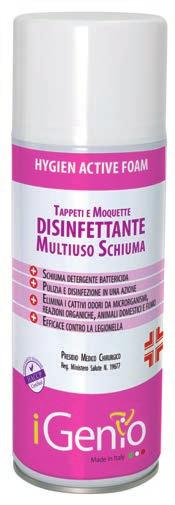 Art. 913 Hygien Active Foam SCHIUMA MULTIUSO Disinfettante TAPPETI e MOQUETTE PRESIDIO MEDICO CHIRURGICO 400 ml non ricaricabile Imballo da 6