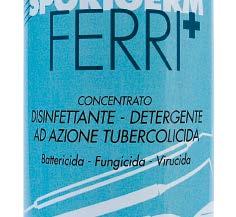 Sporigerm Ferri + è attivo in soli 5 minuti (diluizione al 5%) su HIV, HCV, HBV, TBC, funghi e batteri. Le procedure di detersione e decontaminazione risultano estremamente veloci.