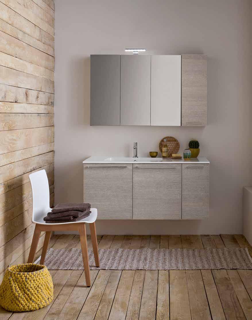 finiture larice ecrù type opening with doors size W 105 x D 50 x H 52 cm + wall unit W 25 x D 20 x H 70 cm worktop