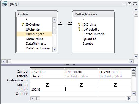 Interrogazione 4: Selezioniamo gli ordini e per ciascun ordine i prodotti inclusi. Join.