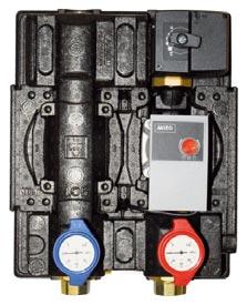 Moduli circuito riscaldamento Modulo circuito riscaldamento miscelato Preassemblato, unità compatta con valvola a 3 vie miscelatrice, attuatore elettrico e pompa.