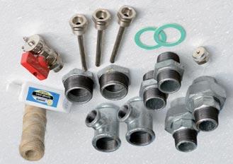 Accessori per serbatoi SKL Set Set connessione per bollitore solare per acqua calda sanitaria SKL 300, 400, 500 Litri Composto da: Pozzetti/Termometri/Valvole: 2x Connessione M F DN 25 (1 ) 1x