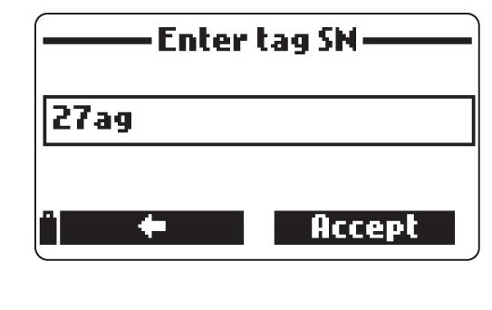 Premere Tag ID per inserire un nuovo ID (disponibile solo se il tag non è stato identificato in precedenza).